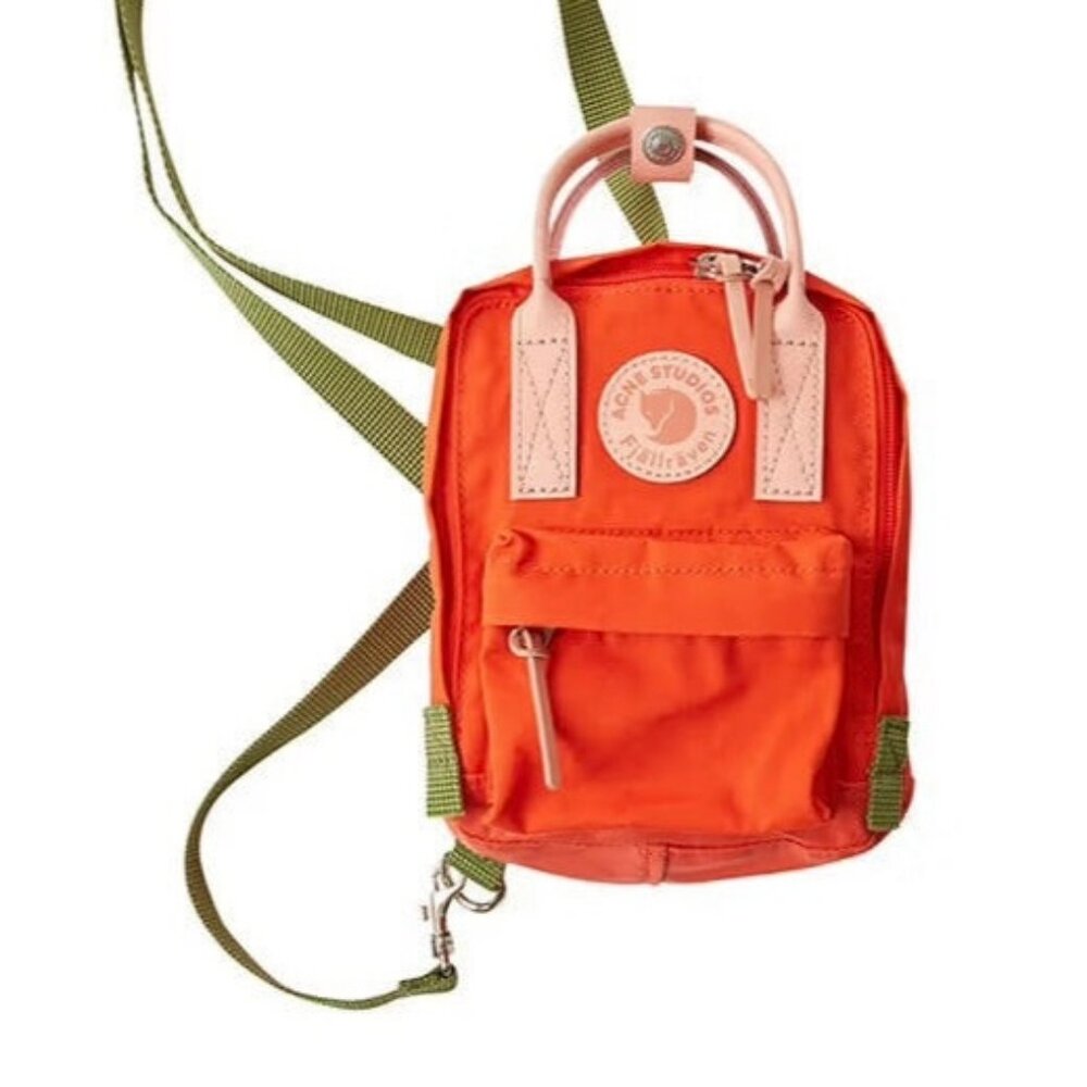 Acne Orange Mini Crossbody Bag with Pink Handles